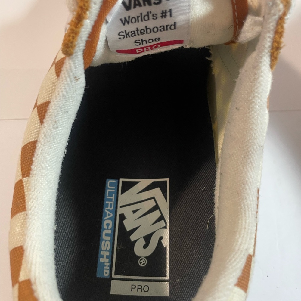 Vans Men's Checkerboard Sneakers - Orange and White - Picture 6 of 6